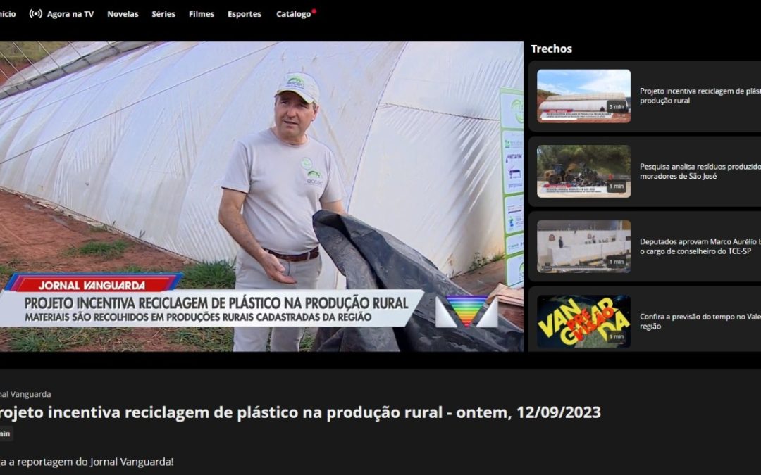Jornal Vanguarda “Projeto incentiva reciclagem de plástico na produção rural”